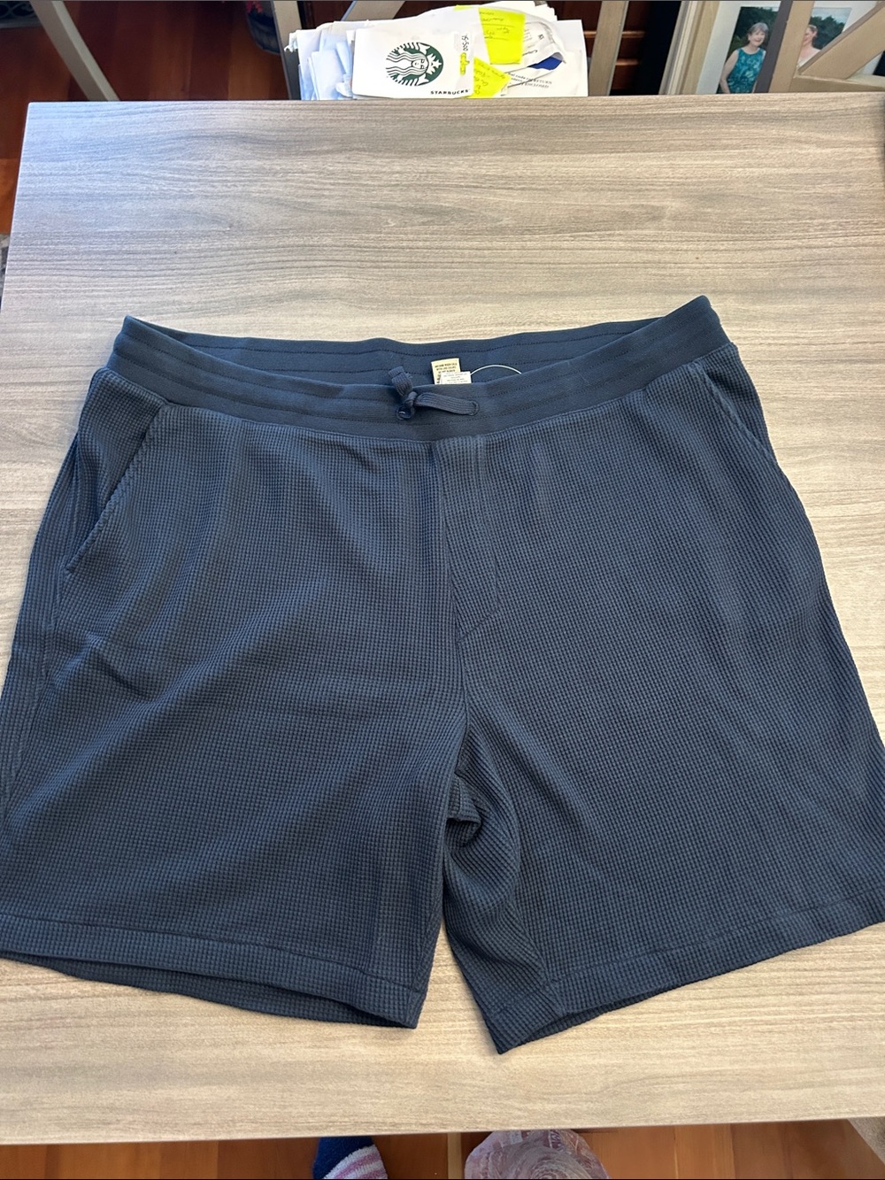 L.L. Bean Men's Dark Navy Waffle-Knit Athletic Shorts